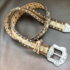 Accessories - Leather pony hair silver buckle belt Accessories - Leather pony hair silver buckle belt